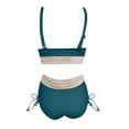 thumbnail image 6 of Women High Waisted Bikini Sets Two Piece Swimsuit for Women Tummy Control Swimsuits Color Block Drawstring Bathing Suit, 6 of 6