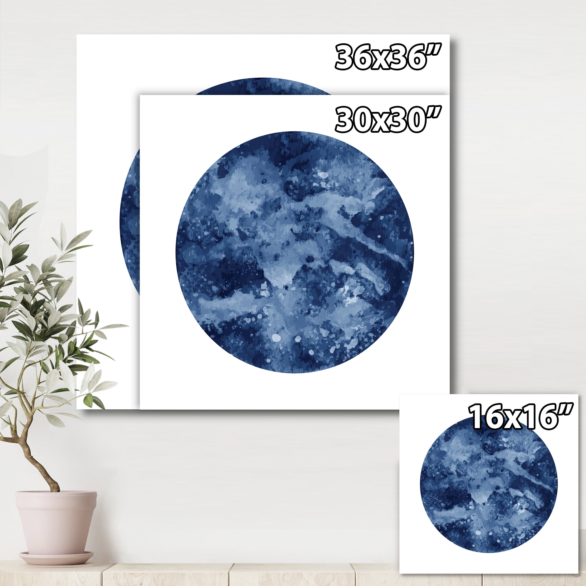 Designart ' Blue Space Galaxy Circle ' Modern Canvas Wall Art Print