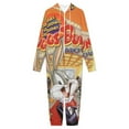 thumbnail image 3 of Looney Tunes Bugs Bunny Men's Hooded Jumpsuit - Zip Up One Piece Pajamas Soft Cozy Winter Warm Plush Loungewear, 3 of 8