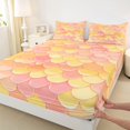 thumbnail image 5 of Manfei Mermaid Scale Queen Sheets, Gradient Fish Scale Queen Sheet Sets, Pink Yellow, 4pcs, 1 Flat Sheet, 1 Fitted Sheet and 2 Pillowcases, 5 of 6