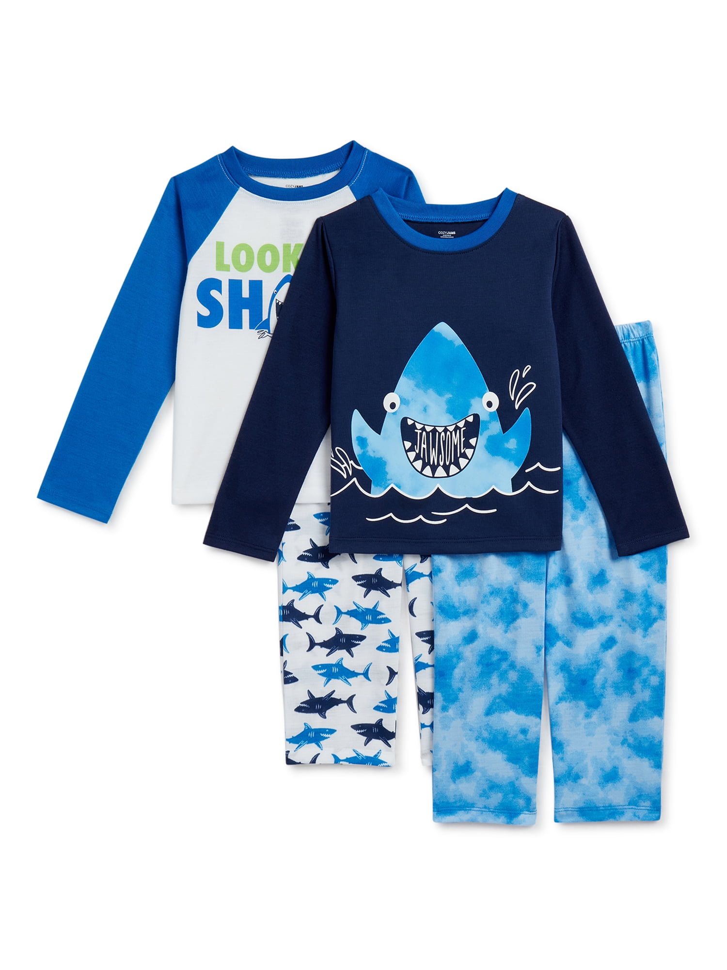 Cozy Jams Baby & Toddler Boys Poly Long Sleeve Pajamas, 4pc Set (12M5T