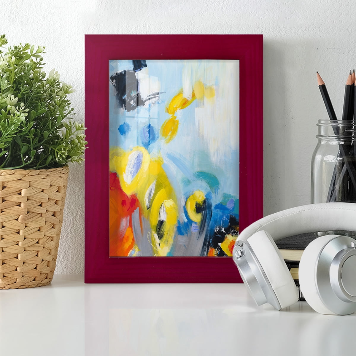 In the Loop III -Framed Print w/glass-Cherry Red