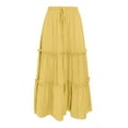 thumbnail image 5 of RUTAYY Women's Skirt Elastic High Waist Boho Style Ruffle Slim Fit A-Line Solid Color Comfortable Breathable Trendy Travel Midi Skirt, 5 of 7