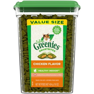 FELINE GREENIES SMARTBITES HEALTHY INDOOR Natural Treats for Cats, Chicken Flavor, 16 oz. Tub E11