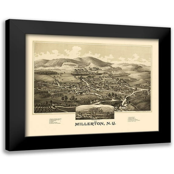 Burleigh 14x12 Black Modern Framed Museum Art Print Titled - Millerton New York - Burleigh 1887