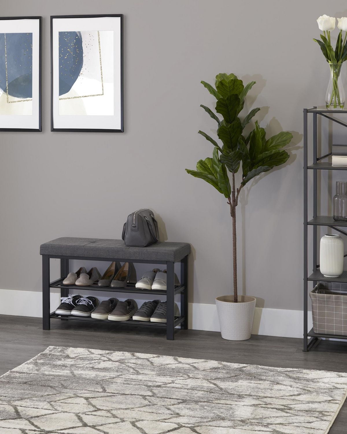 neatfreak! Fabric Upholstered Shoe Storage Bench