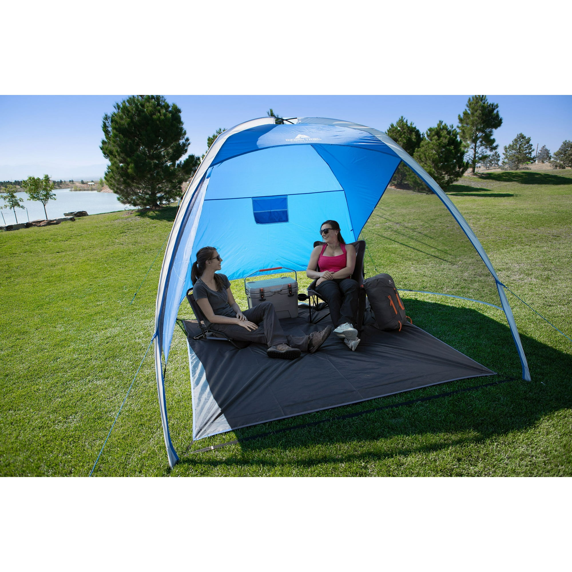 Ozark Trail Sand Island 7.5&rsquo; x 7.5&rsquo; Sunshade Beach Tent, with UV Protection and Hidden Pocket