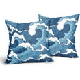 thumbnail image 2 of Blue Sea Wave Pillow Covers 18X18 Inch Summer Nautical Ocean Pillow Cases Cartoon Anime Water Texture Throw Pillows Set of 2 Home Decor for Living Room Bedroom Couch Bed Sofa Outdoor, 2 of 6