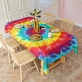 thumbnail image 3 of Rainbow Tie Dye Circular Pattern Rectangle Tablecloth 60"x120",Waterproof Polyester Rectangle Table Cloth, Wipeable Spillproof Polyester Tablecloth for Dining, Camping, Indoor and Outdoor, 3 of 6