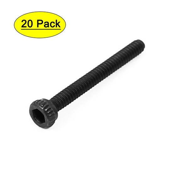 Unique Bargains M1.4x12mm Alloy Steel Hex Socket Head Knurled Cap Screw Bolt Black 20Pcs