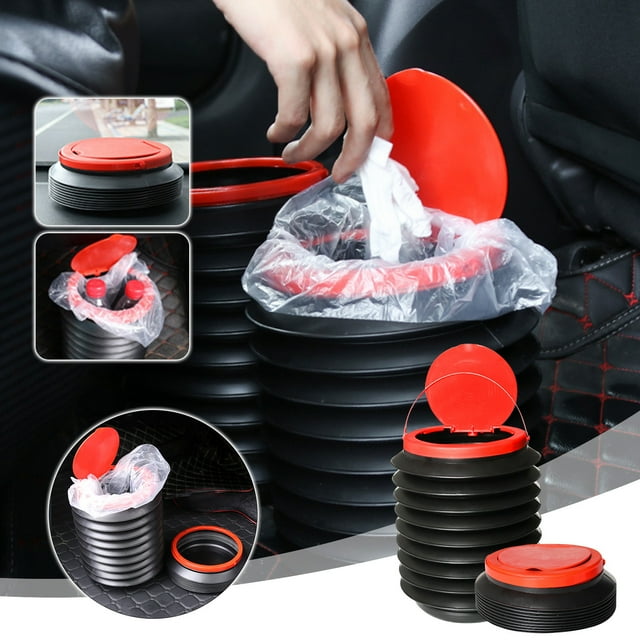 Cubo de basura telescópico plegable para coche de 4 litros con funda, cubo de basura para coche, cubo de basura para coche, cubo de basura telescópico plegable para coche