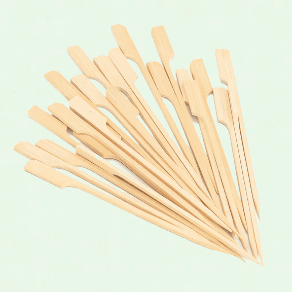4 Inch Bamboo Skewers 100PCS, Wide Flat Paddle Bamboo Wood Picks for Cocktails, BBQ, and More