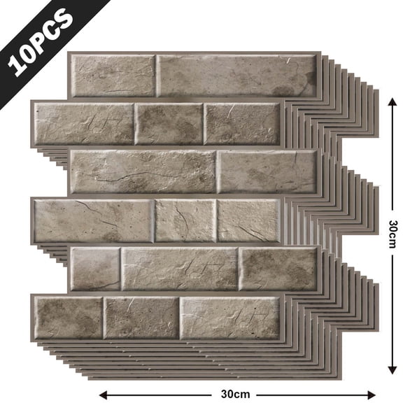 HYEASTR 10-Sheet Peel and Stick Backsplash Tiles, 12x12 Inch Self-Adhesive 3D Wall Tiles for Kitchen, Bathroom, Countertop - Thickened Waterproof Design