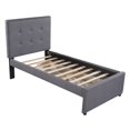 thumbnail image 4 of Twin Size Bed Frame with Storage 2 Drawers, Upholstered Platform Bed with Linen Headboard and Footboard, Wood Slat Support, No Box Spring Needed, Gray (Twin+Drawers)…, 4 of 6