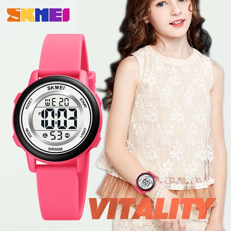 SKMEI Kids Digital Sport Watch 50M Waterproof Peach photo 7