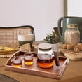 thumbnail image 1 of Bandeja de servicio, bandeja decorativa de servicio de madera, bandeja de servicio de mesa de centro de madera de estilo japonés, para decoración perfecl Bandeja de servicio con asas, 1 of 8
