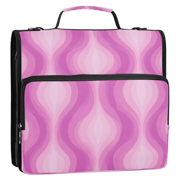 Pink Striped Pattern Stripes Lines Zipper Binder Bag 3 Ring Binder Bag,Large Capacity Durable Binder Organizer Bag