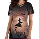thumbnail image 1 of Tops Cortos para las Mujeres, Halloween Impreso en Cuello en V con Bolsillo, Moda Casual Manga Corta, 1 of 5