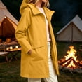 thumbnail image 2 of Yyeselk Women Longline Hooded Rain Jacket Full Zip Waterproof Raincoat with Pockets Lightweight Outdoor Windbreaker Yellow M, 2 of 9