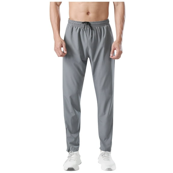 Men's Casual Pants Men's Solid Color Sports Casual Pants Fitness Loose Fitting Running Training Leg Protectors Long With Slit Dark Gray 6XL