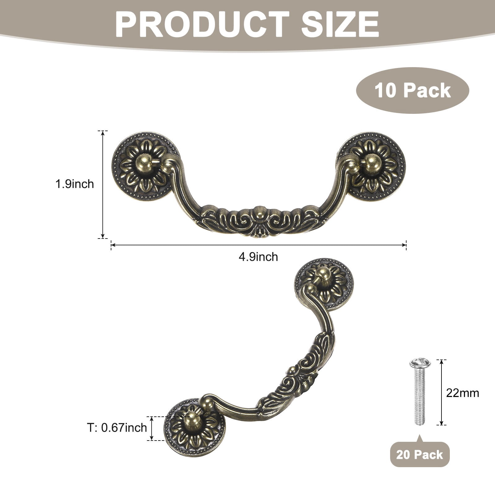 Uxcell 10-Pack Oil Rubbed Bronze Cabinet Knobs, 4.9" Long Rustic Zinc Alloy Bronze Knobs Handles [Bronze]