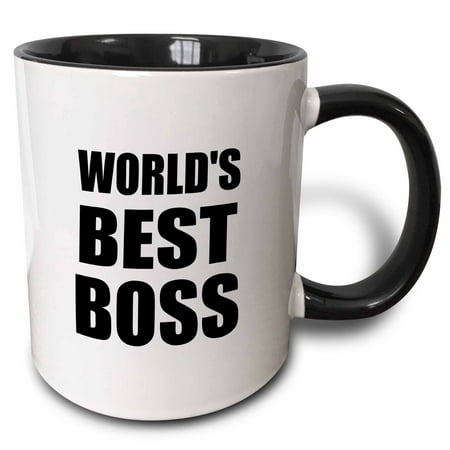 3dRose Worlds Best Boss in black - great text design for the greatest boss - Two Tone Black Mug, (Best The Boss 2)