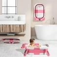 thumbnail image 5 of Collapsible Baby Bathtub for Newborn with Thermometer & 1 Hooded Towel & 1 Soft Floating Cushion,Portable Travel Bathtub with Drain Hole, Durable Foldable Baby Tubs for Infants to Toddler, 5 of 31