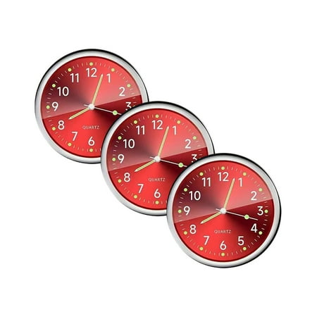 

Youpineg Clock 2024 New Petitionm Vintage Gift Luminous Decoration Mini Clock for Car/Motorcycle/Sewing Machine/ Luminous Car Clock Car Internal Stick with Double Sticker and Clip (Red)