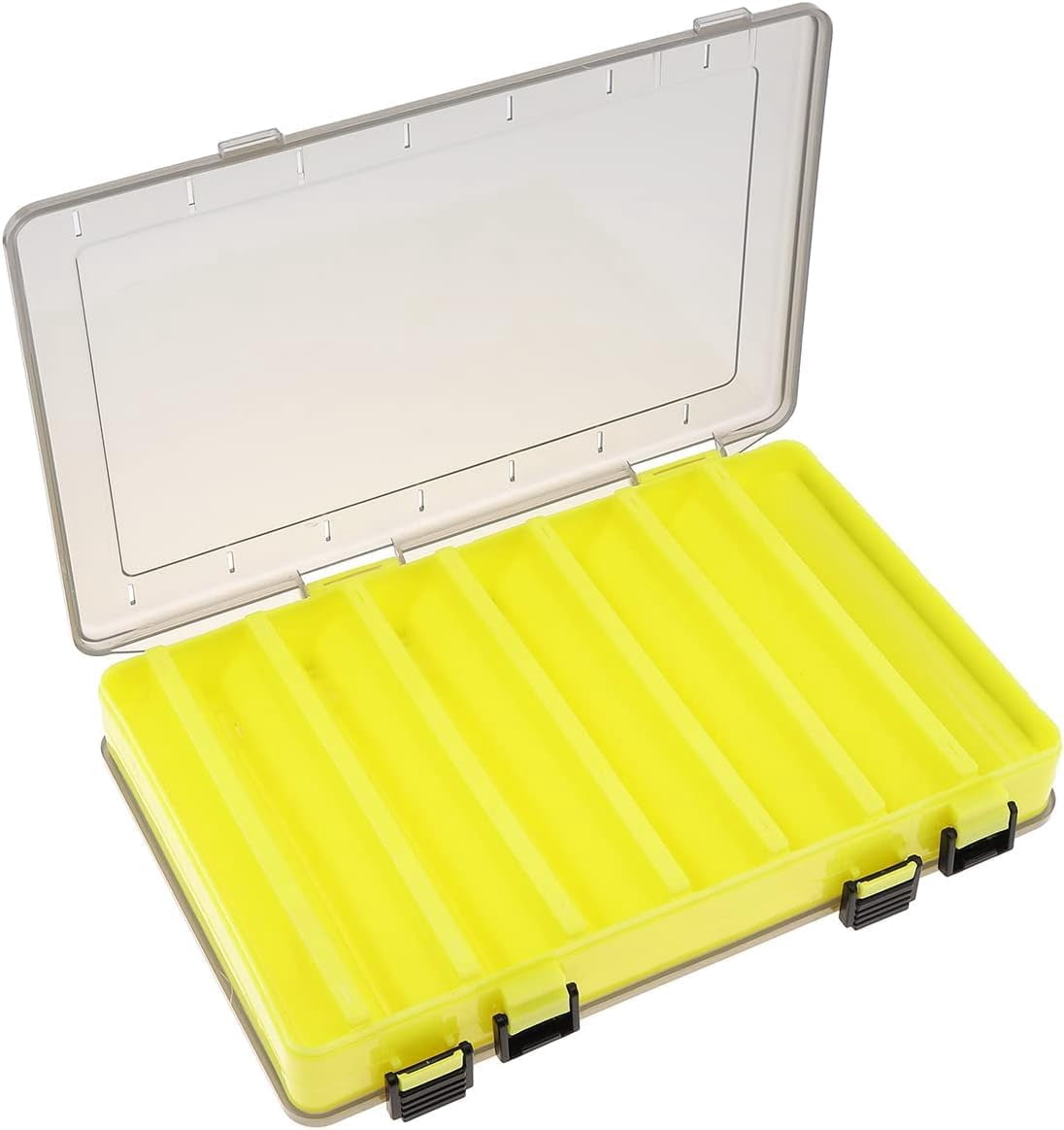 Double Sided 14 Compartments Fishing Tackle Boxes Fishing Lure Box Organizer, Fishing Bait Tackle Storage Case, Container Box for Jewelry Beads Earring Hook (Yellow)