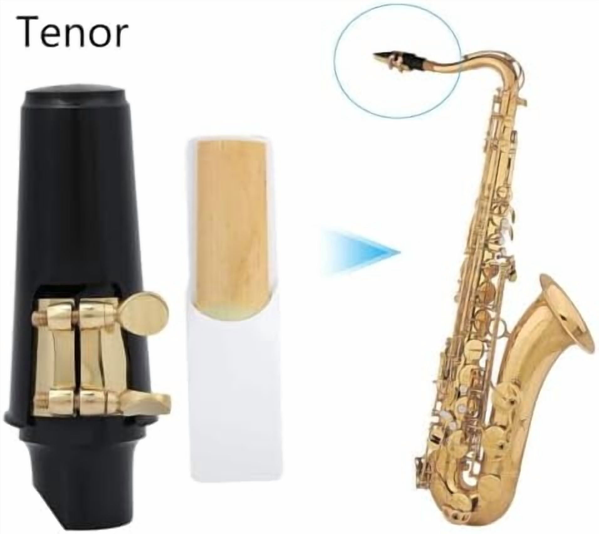 Tenor Sax Mouthpiece Kit Includes Saxophone Mouthpiece, Brass Ligature Fastener, Plastic Cap 2.5 Reed and Cushions Pads Fit for Tenor Sax Parts and Accessories 26 Pieces