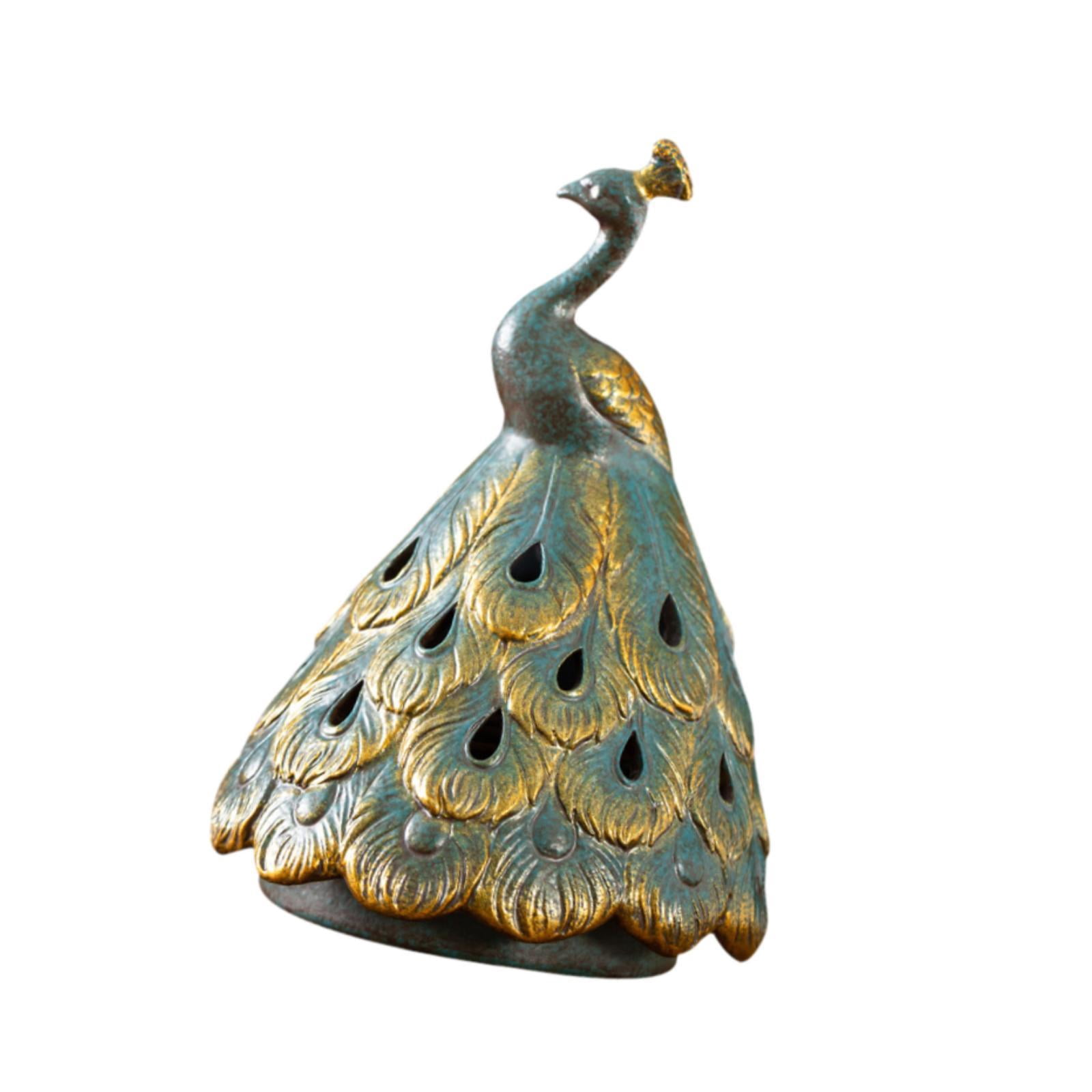 WLPZXP Ceramic Peacock Shaped Incense Burner 11x16.5cm Handmade Incense Holder Tabletop