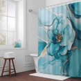 thumbnail image 6 of Abstract Marble Texture Shower Curtain for Bathroom Decor, Modern Blue Floral Waterproof Fabric Shower Curtain, 66"x72" Set with 12 Hooks, 6 of 9