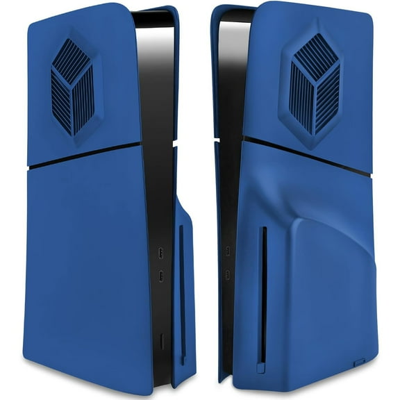 Console Plastic Cover for PS5 Slim, Scratch-Resistant, Detachable Dust-Resistant Side Panel/Skin/Case with Cooling Vents, Game Console Replacement Parts-Blue