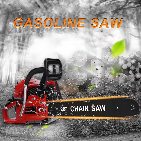 58CC 20 Inch Gas Chainsaw, 2-Stroke High Power Gasoline Chainsaw, Professional Handheld Logging Saw for Wood Cutting, Tree Trimming, Firewood