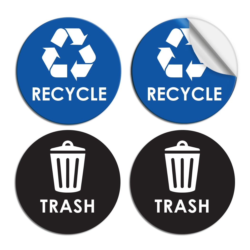 Recycle Sticker Trash Can Decal 6" Large Recycling Vinyl 4 Pack