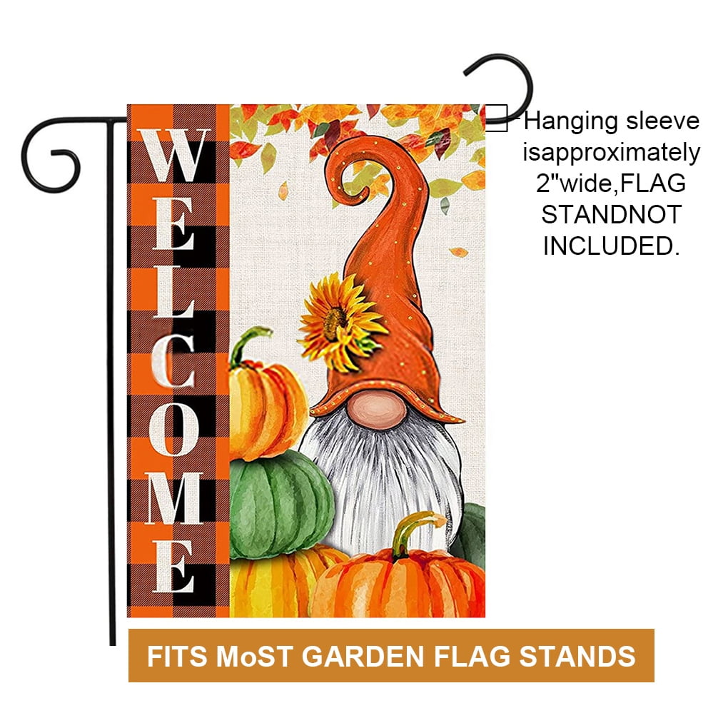 Happy Welcome Fall Garden Flag Burlap Garden Flag, Double Sided