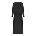 thumbnail image 5 of Edvintorg Fall Dresses for Women 2025 Women's Casual Waistband Long Sleeve Dress with Zipper Pure V-Neck Loose Long Maxi Dress, 5 of 6