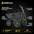 thumbnail image 3 of Gorilla Carts 6 cu ft Heavy Duty Poly Dump Cart with Steel Frame, Black, 3 of 10
