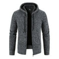 thumbnail image 2 of ZCFZJW Men's Hooded Sherpa Fleece Lined Coats Full Zip Knitted Cardigan Sweater Cable Knit Hoodies Jacket Long Sleeve Pullover with Front Pocket Dark Gray XXL, 2 of 5