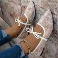 thumbnail image 5 of Plus Size Pointed Toe Bowknot Rhinestone Comfortable Women's Casual & Dress Shoes Daily Wear Spring Summer Wide Width Office Work White A 5.5, 5 of 9