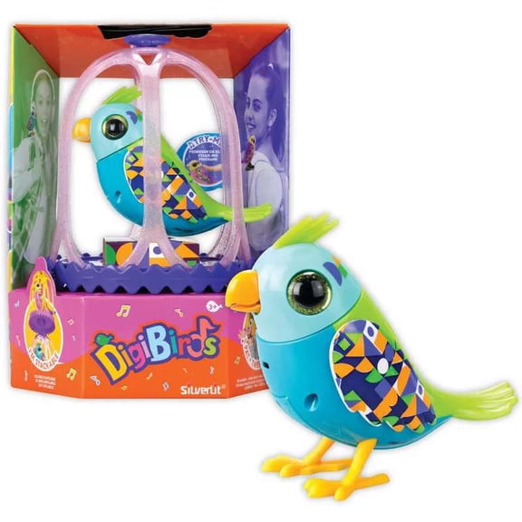 DigiBirds Bird with Cage Blue & Green Interactive Figure