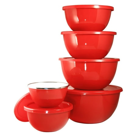 

Calypso Basics 12pc Enamel on Steel Bowl Set Red