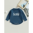 thumbnail image 2 of Bagilaanoe Newborn Baby Girl Boy Knitted Romper Sweater Long Sleeve Ribbed Bodysuit Letter Embroidered Pullover 3M 6M 9M 12M 24M Infant Casual Knitwear Tops, 2 of 9