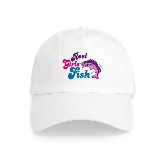 CafePress - Reel Girls Fish Cap - Adjustable 100% Brushed Unisex Casual Cotton Baseball Cap, Beige, 1