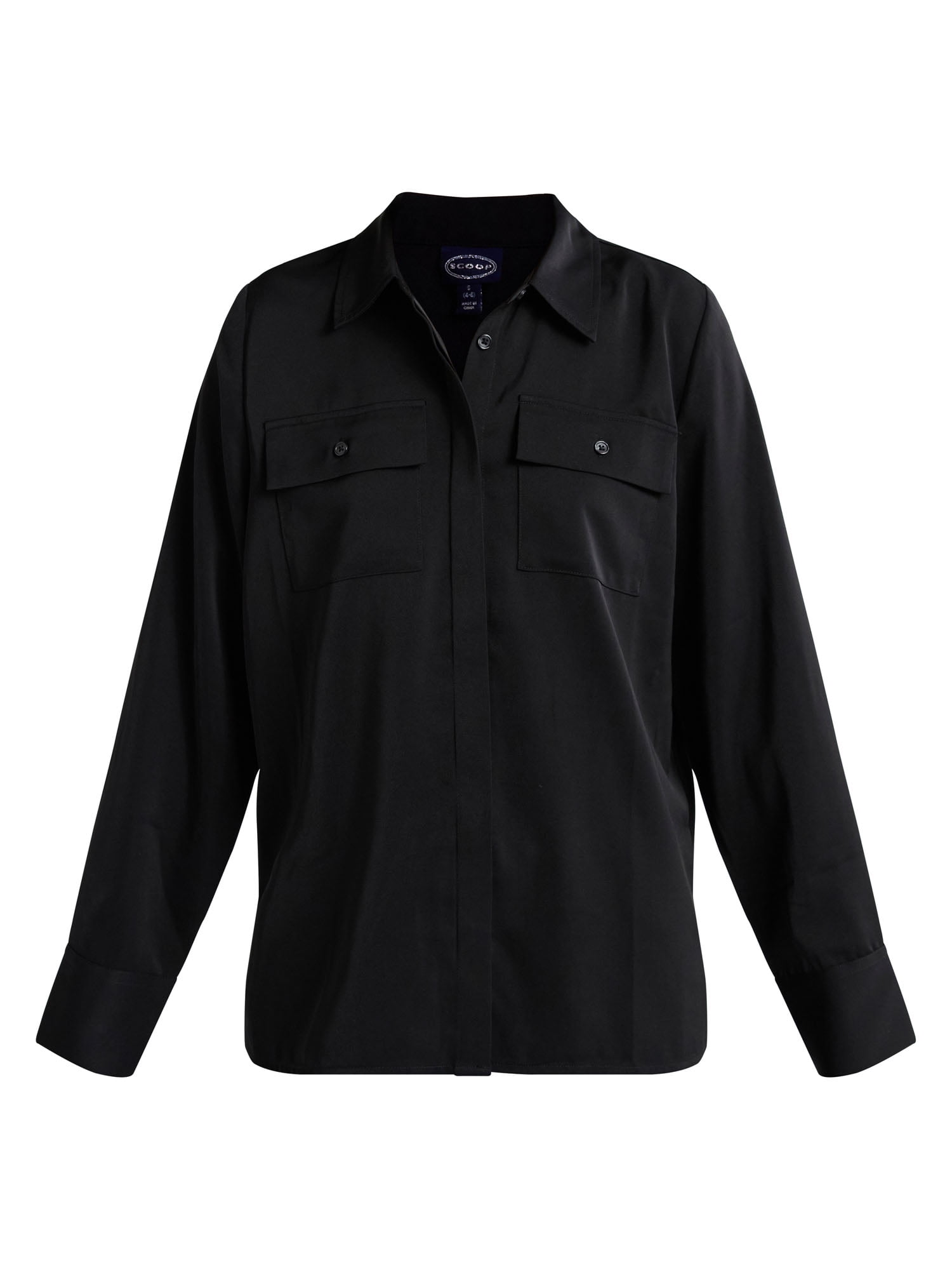 Scoop Women’s Ultimate Button Down Blouse with Two Pockets, Sizes XS-4X