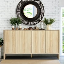 WIRRYTOR Wooden Fluted Buffett Side Board Console with Doors, Shelves, Accent Cabinets for Kitchen, TV Storage