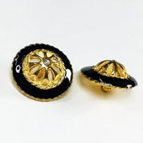 25mm Rhinestone Button with Shank by 2-pcs, Gold/Black, T-1353