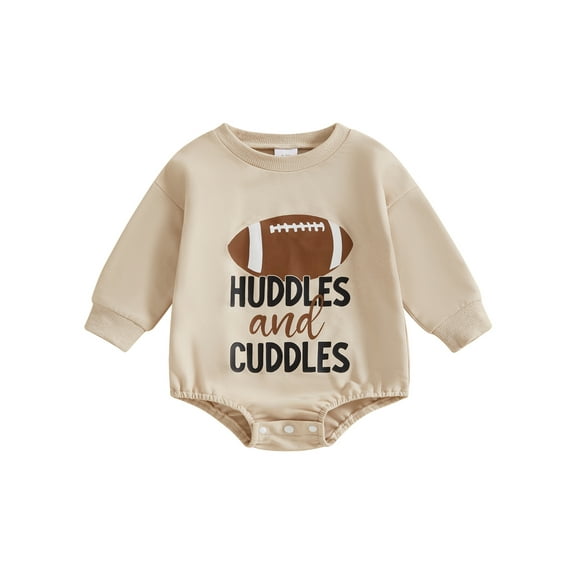 BemeyourBBs Baby Football Sweatshirt Romper Rugby Letter Long Sleeve Jumpsuit