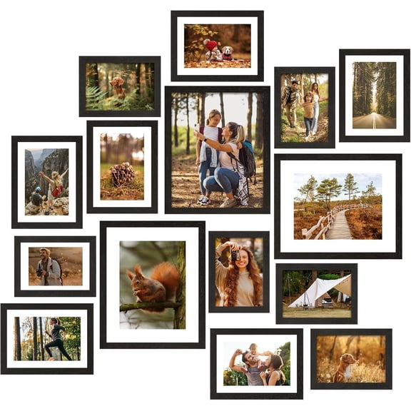 Picture Frames Set, 15 Pack Black Picture Frames Collage Wall Decor for Assorted Photos, Three 8x10, Six 5x7, Six 4x6 for Wall Hanging or Tabletop Display