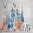 thumbnail image 4 of Shower Curtains for Bathroom-60"x72",Blue Ocean Seahorses Waterproof Bath Curtain Grommet Shower Curtain Set with Hooks, 4 of 9